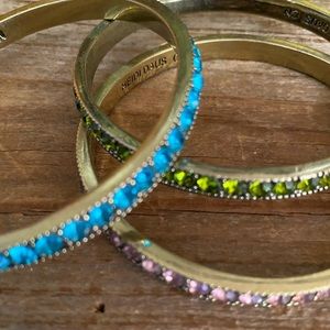 Heidi Daus “Chic Simplicity” Pave bangles set of 3. Blue, green and pink.